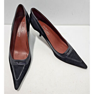 Donald J. Pliner Couture Loafer Kitten Heels Pointed Toe Black Women's Sz 9 N